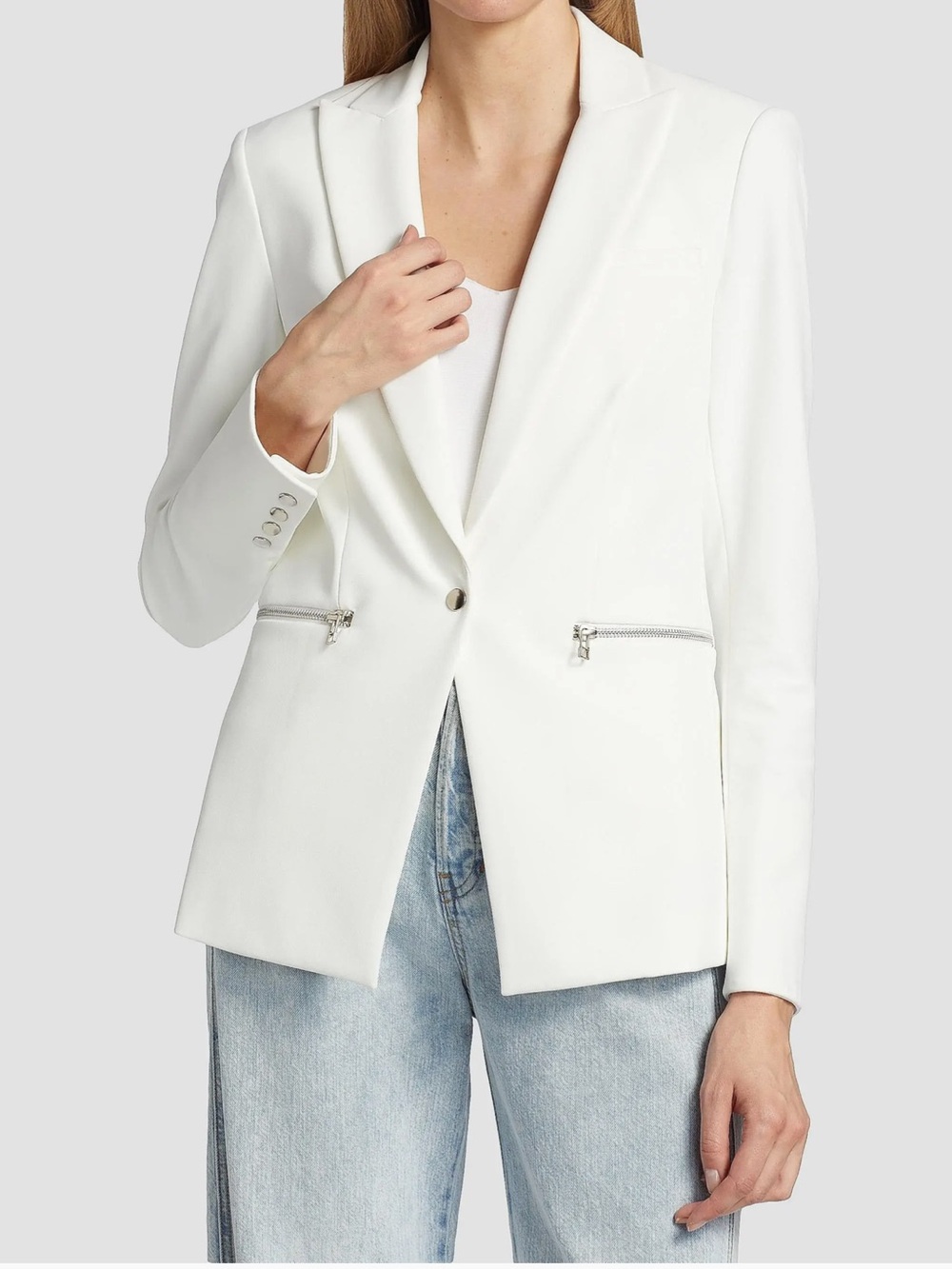 Veronica Beard Core Scuba Jacket in white silver size 4